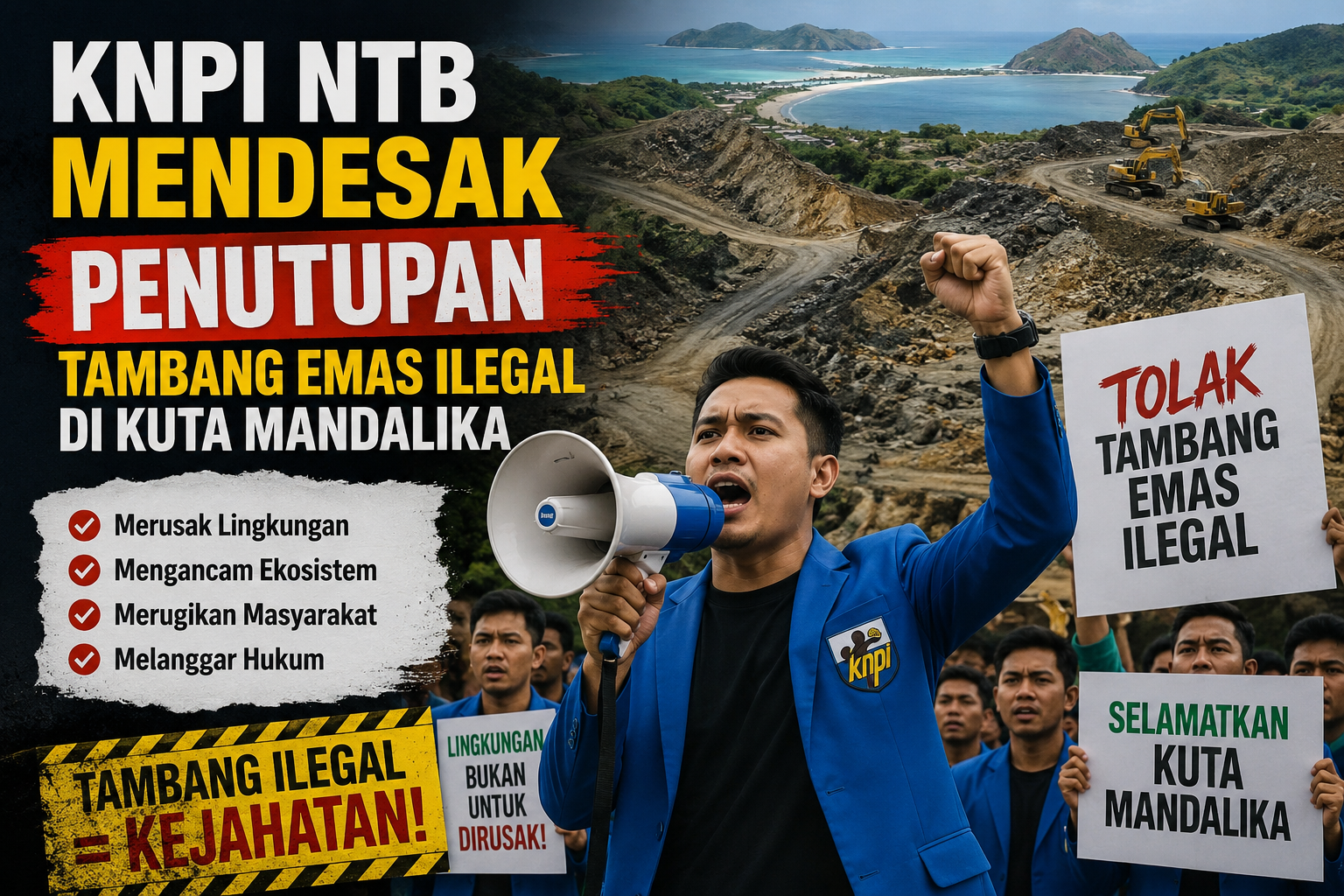 KNPI NTB Desak Penutupan Total Tambang Emas Ilegal Kuta Mandalika